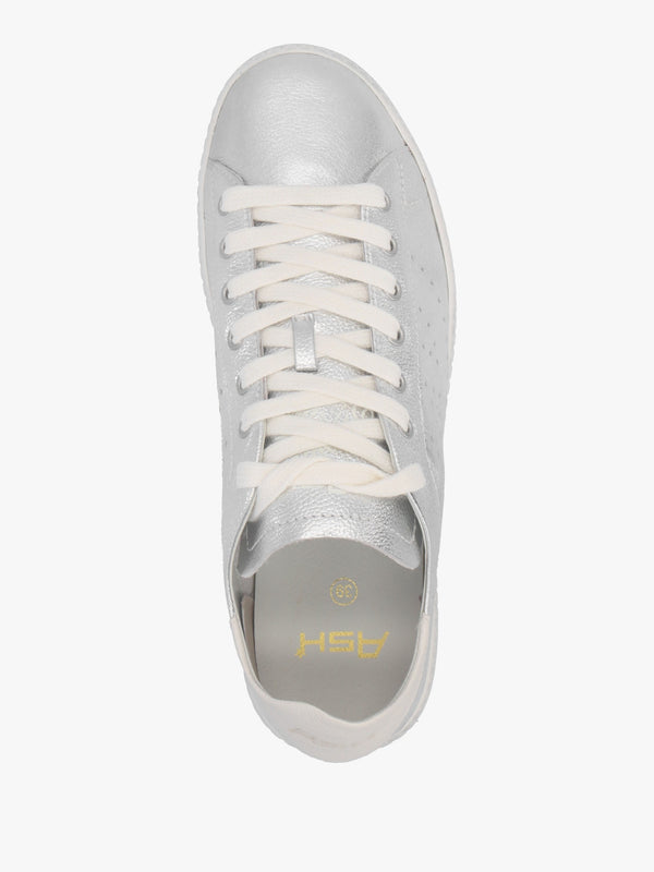 Super Silver White Leather Tennis Trainers