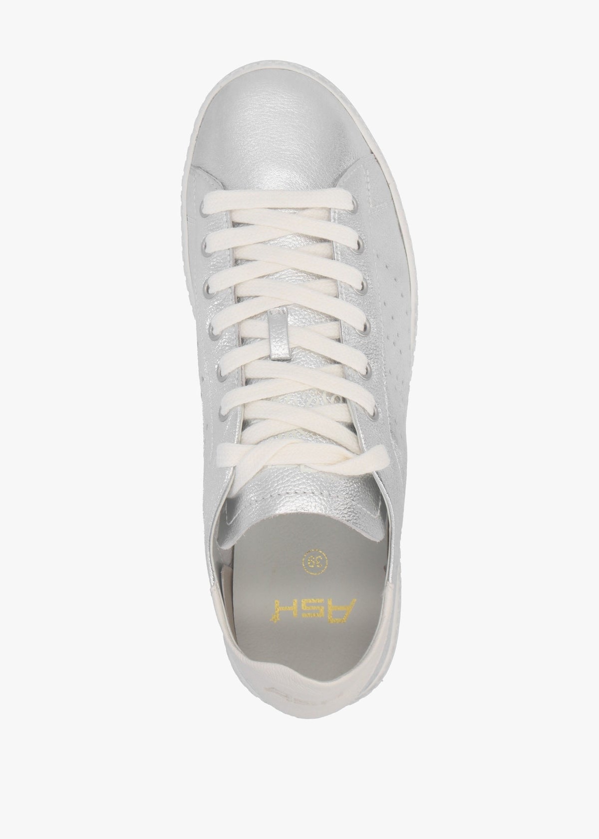 Super Silver White Leather Tennis Trainers