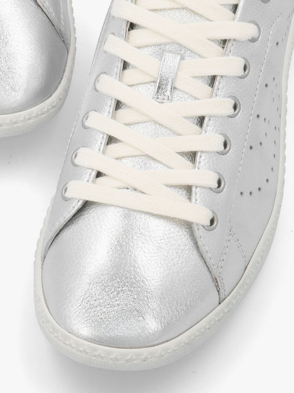 Super Silver White Leather Tennis Trainers