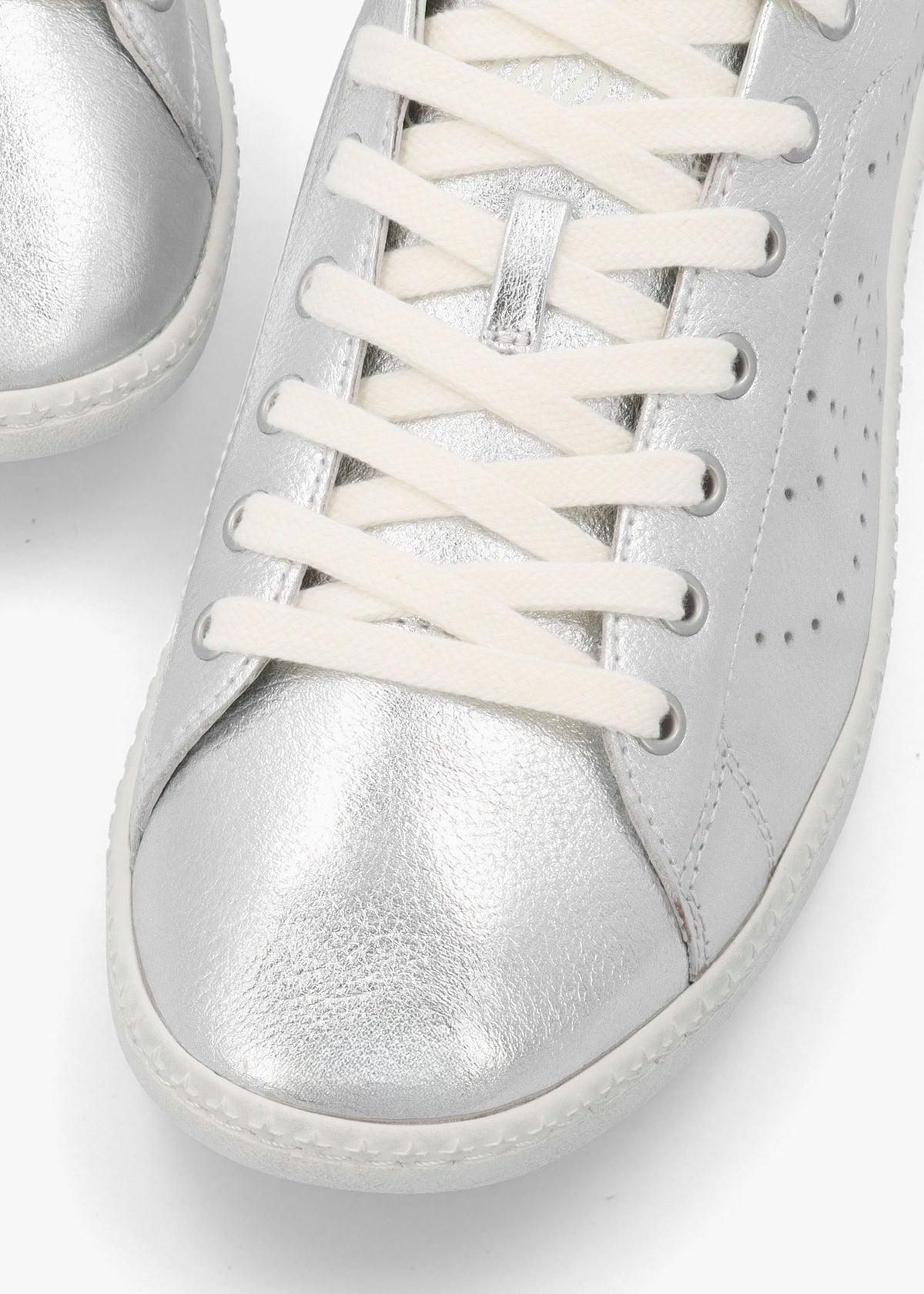Super Silver White Leather Tennis Trainers