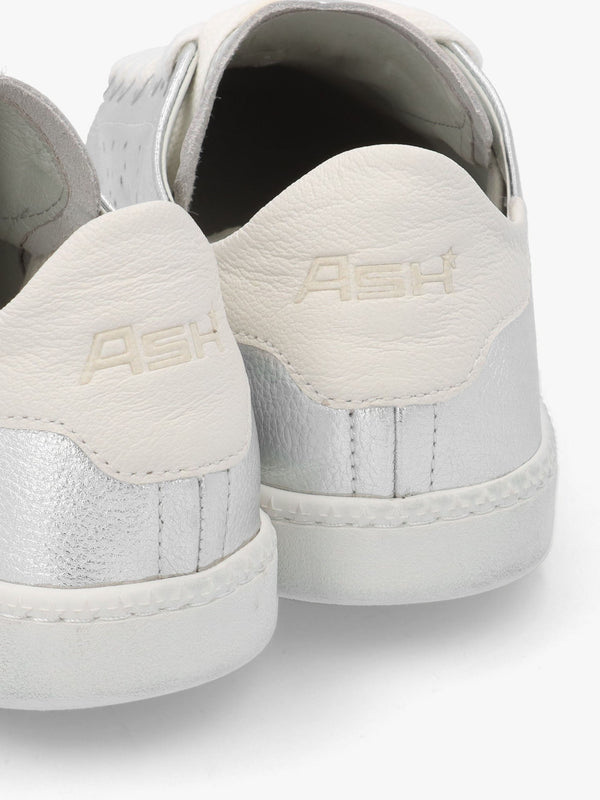 Super Silver White Leather Tennis Trainers