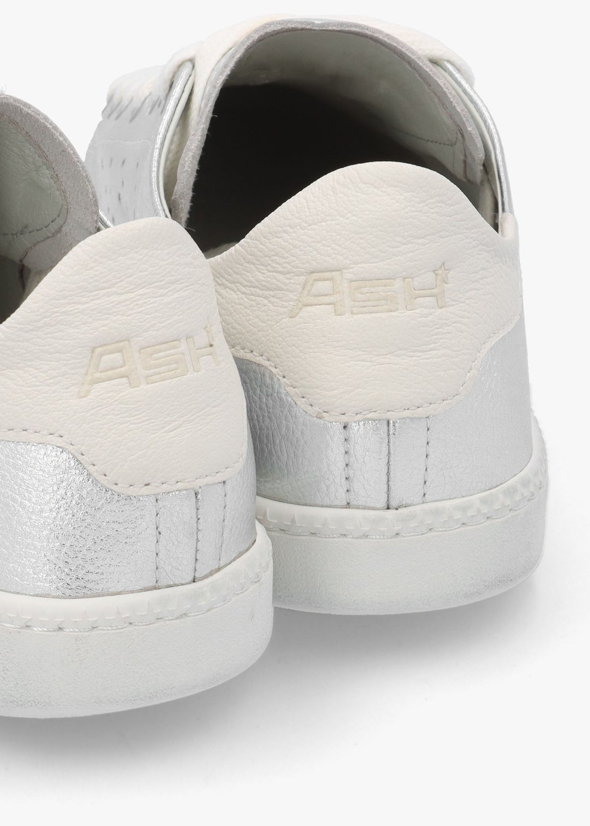Super Silver White Leather Tennis Trainers
