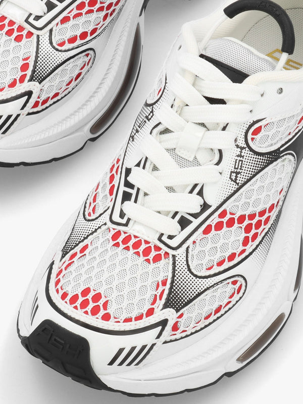 Dragon White Aura Red Chunky Runner Trainers