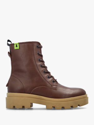Jacy Chocolate Leather Lace Up Ankle Boots