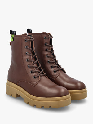 Jacy Chocolate Leather Lace Up Ankle Boots