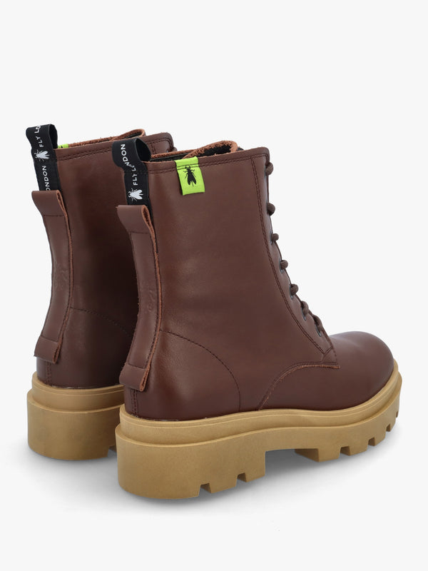 Jacy Chocolate Leather Lace Up Ankle Boots
