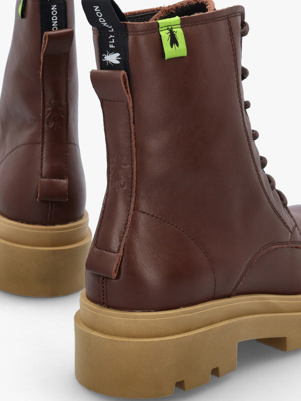 Jacy Chocolate Leather Lace Up Ankle Boots