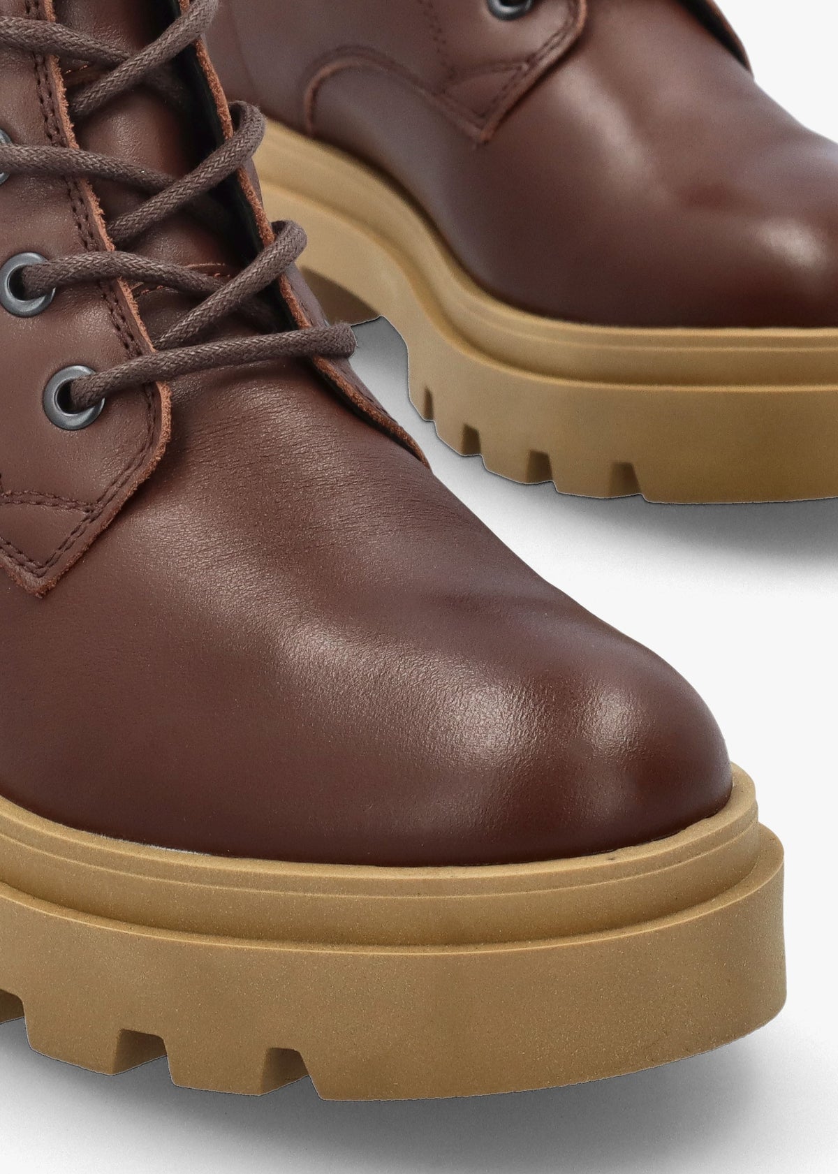 Jacy Chocolate Leather Lace Up Ankle Boots