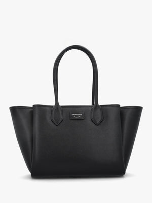 Grana Black Leather Winged Shopper Bag