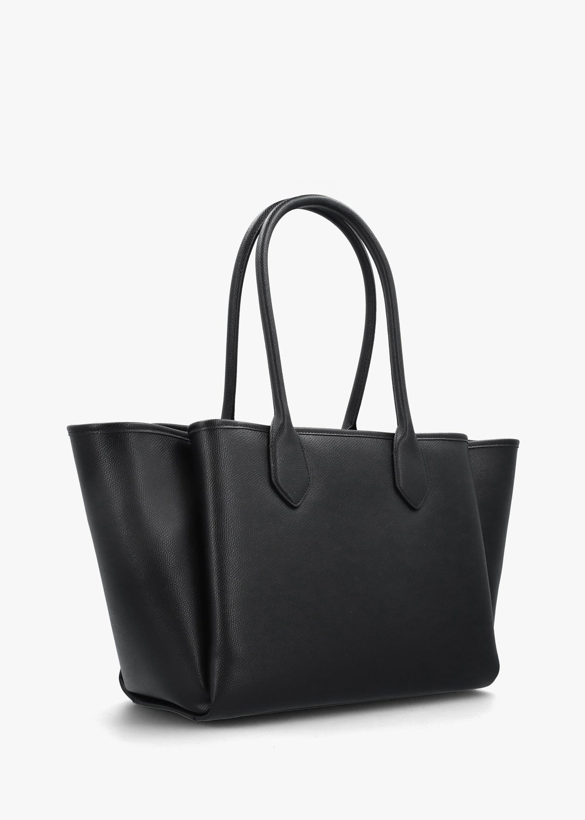 Grana Black Leather Winged Shopper Bag