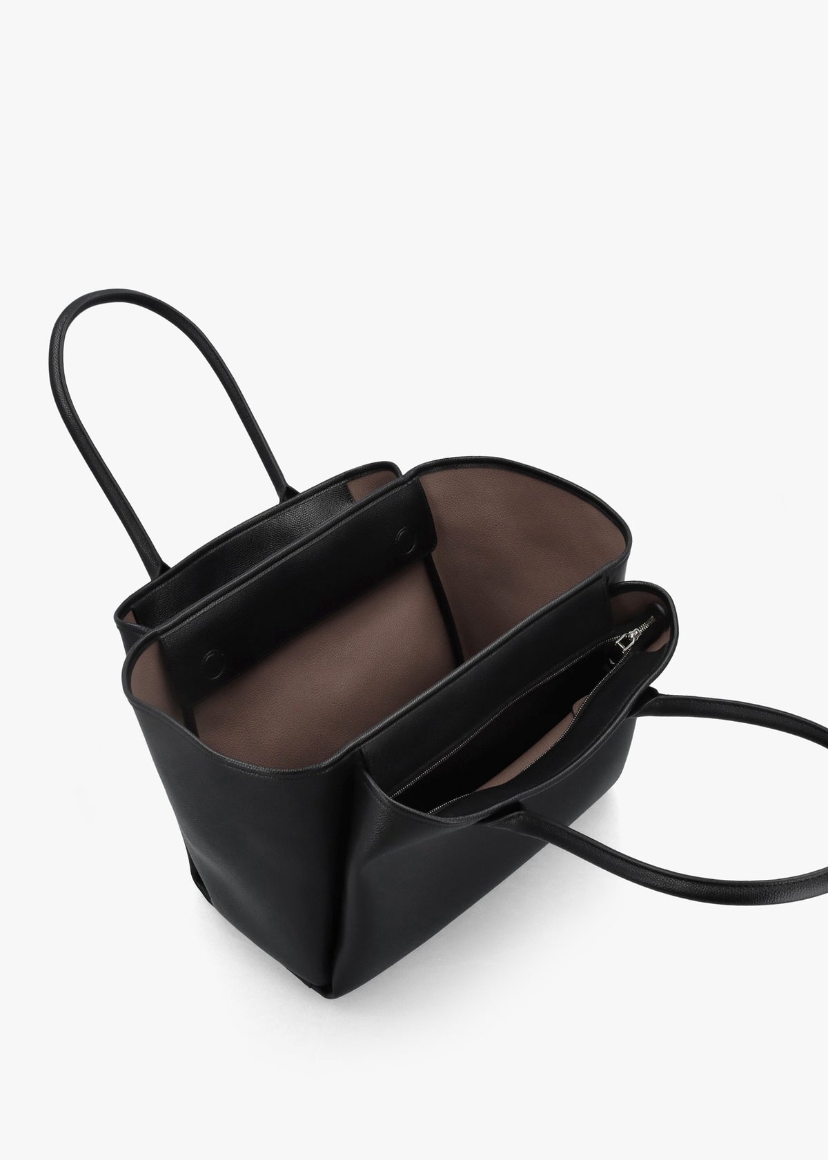 Grana Black Leather Winged Shopper Bag