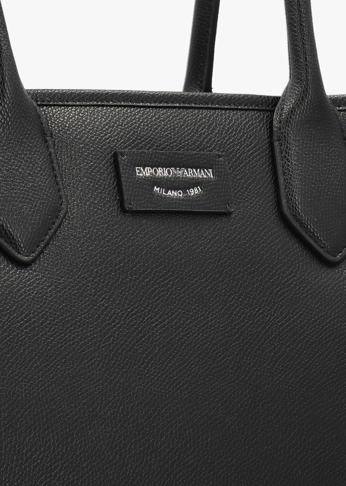 Grana Black Leather Winged Shopper Bag