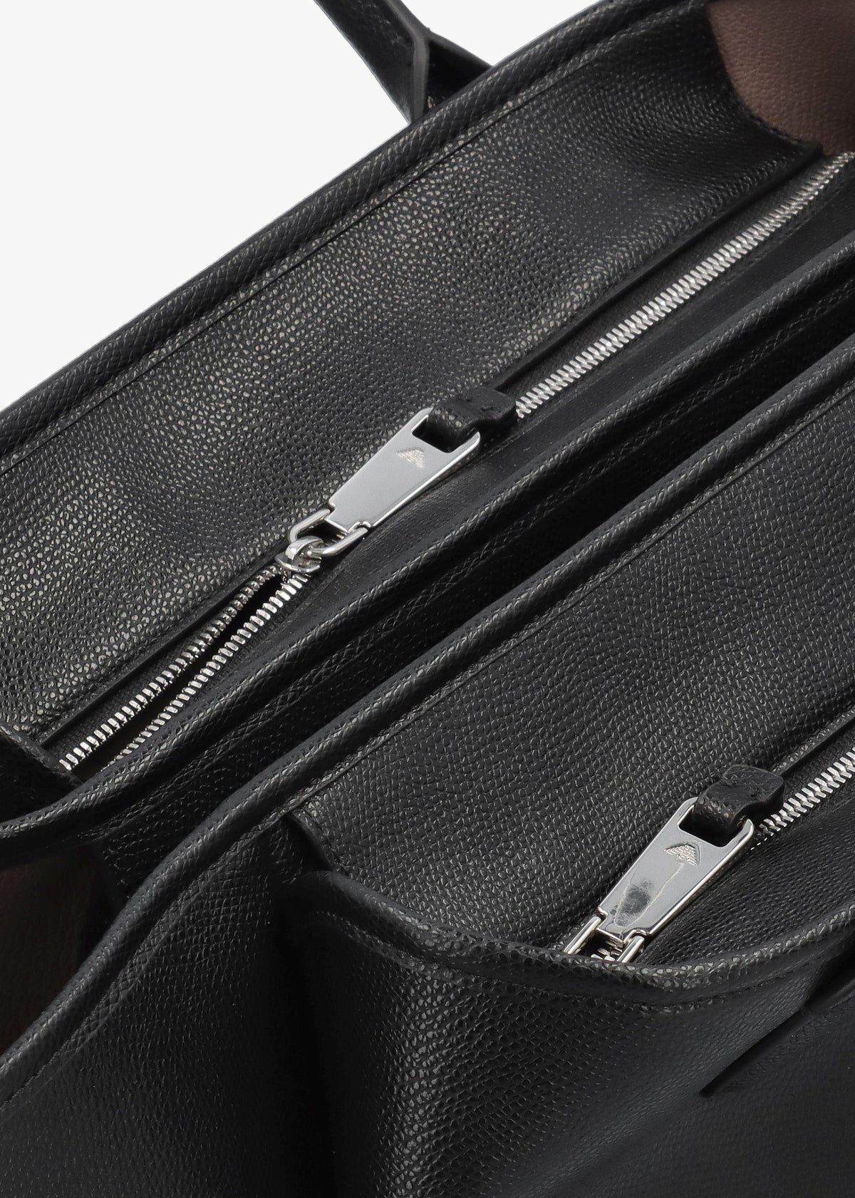 Grana Black Leather Winged Shopper Bag
