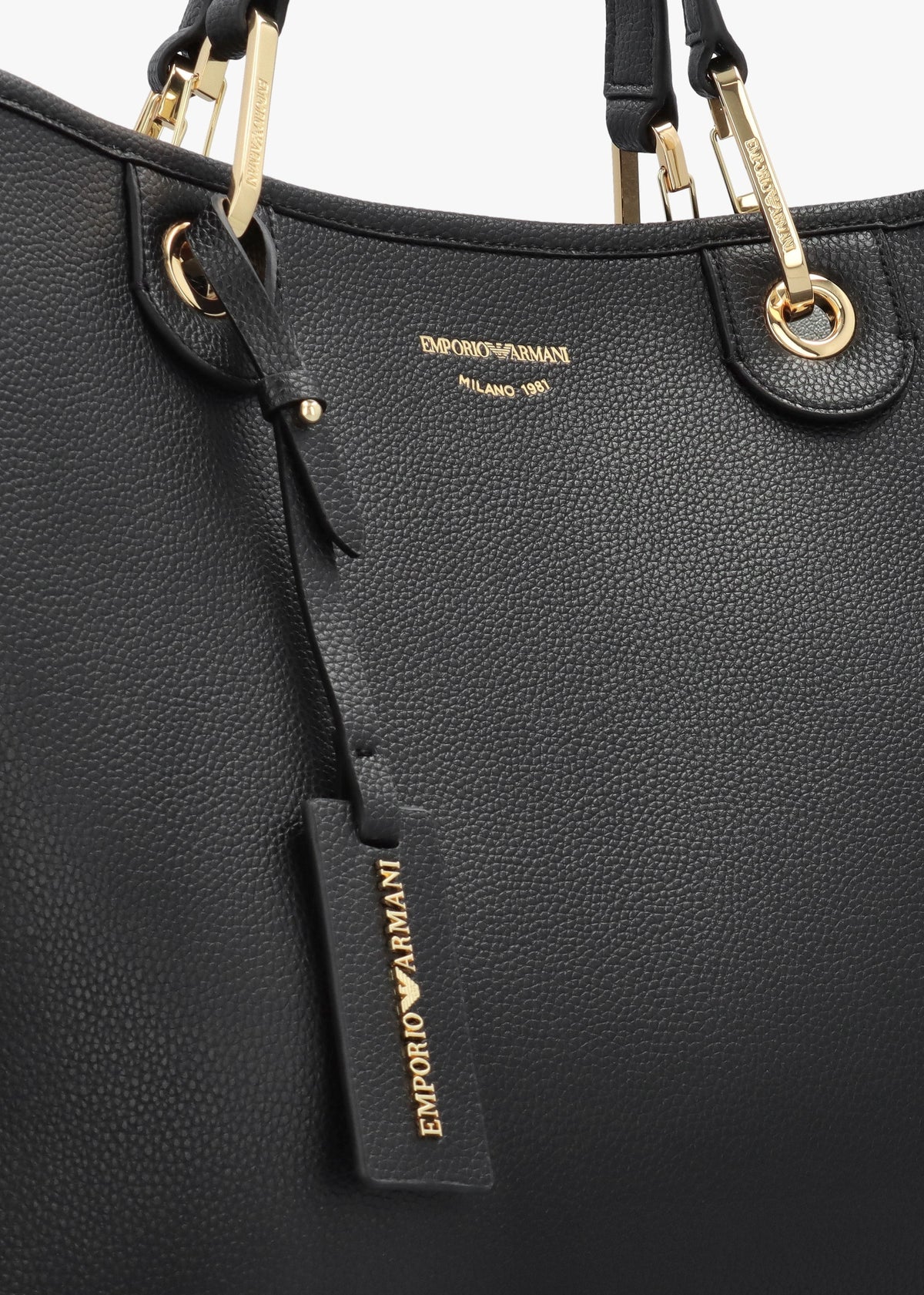 Black Pebbled Shopper With Pouch