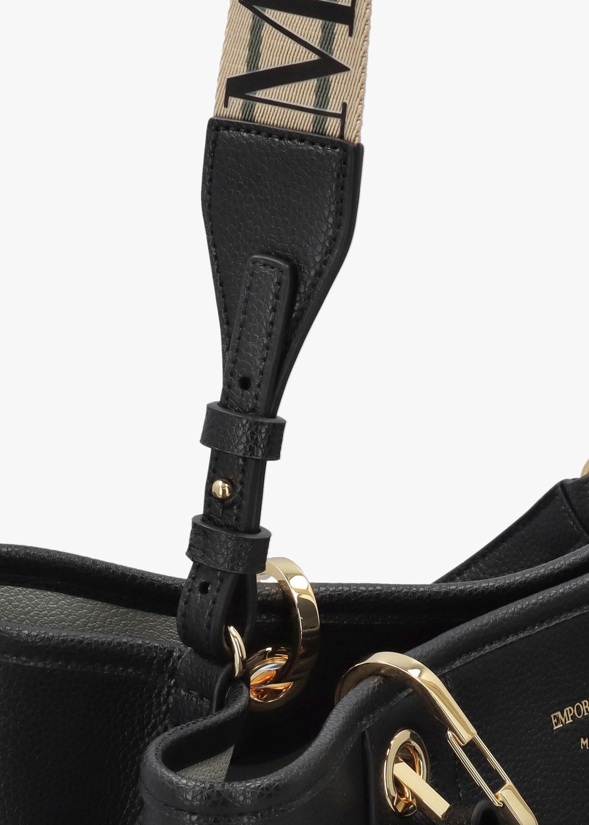 Black Pebbled Shopper With Pouch