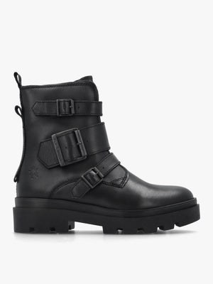 Jeda Black Leather Biker Boots