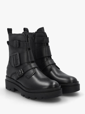 Jeda Black Leather Biker Boots