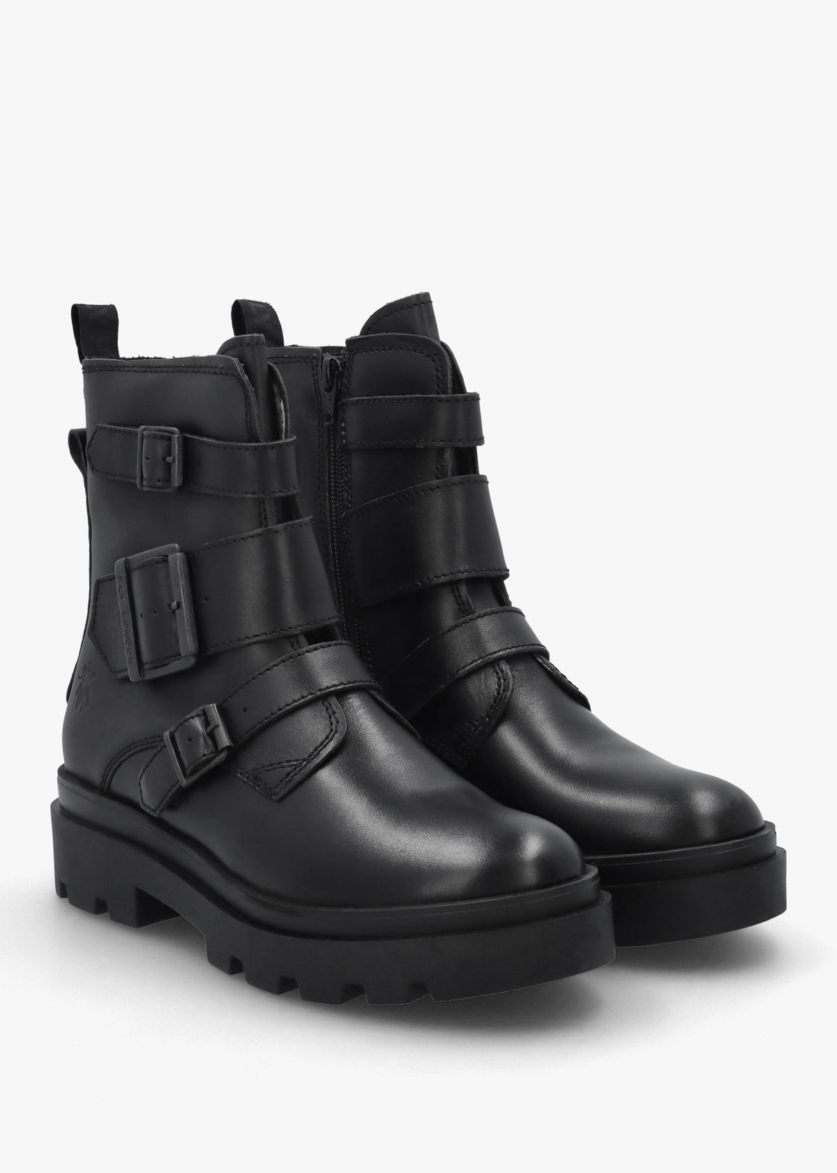 Jeda Black Leather Biker Boots