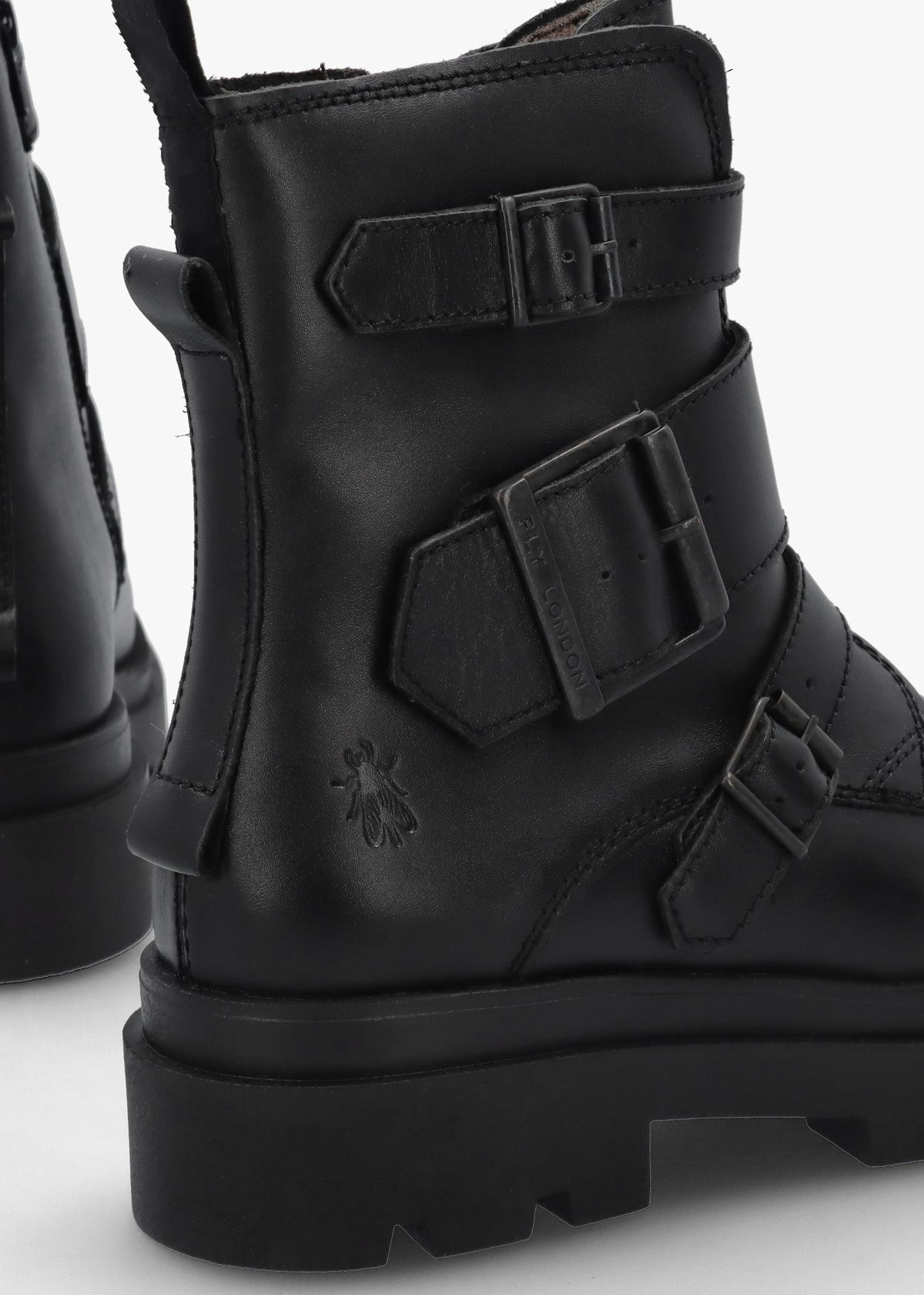 Jeda Black Leather Biker Boots