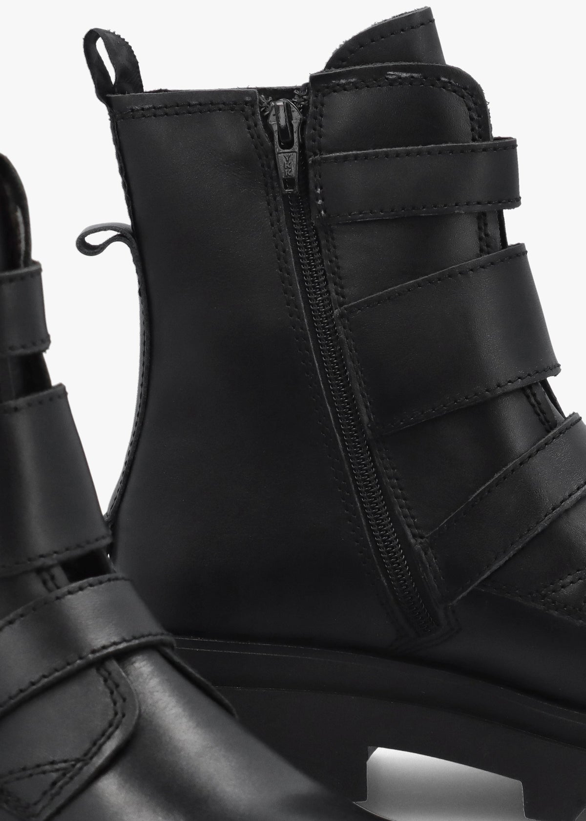 Jeda Black Leather Biker Boots