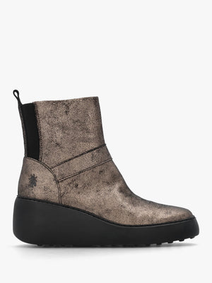 Doxe Graphite Leather Wedge Ankle Boots