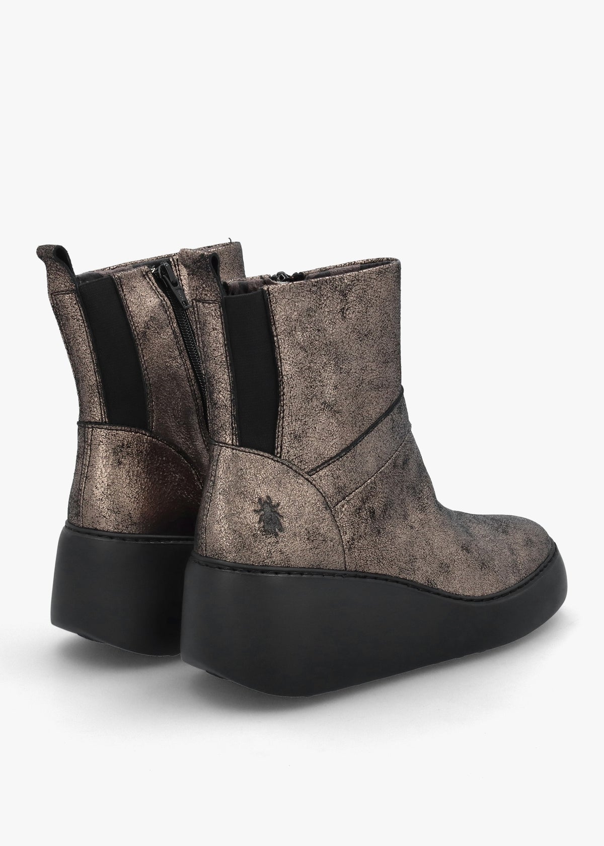 Doxe Graphite Leather Wedge Ankle Boots