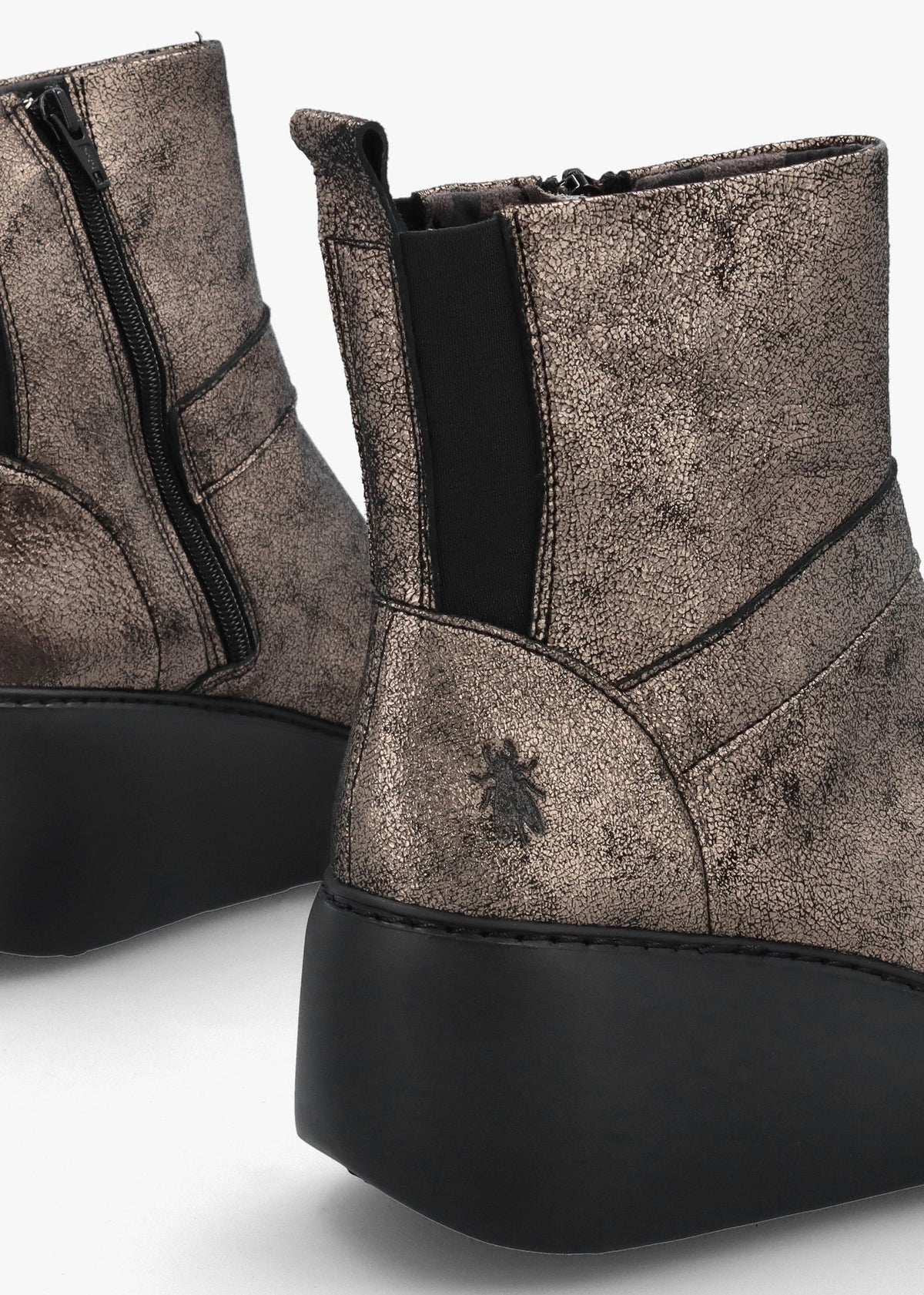 Doxe Graphite Leather Wedge Ankle Boots