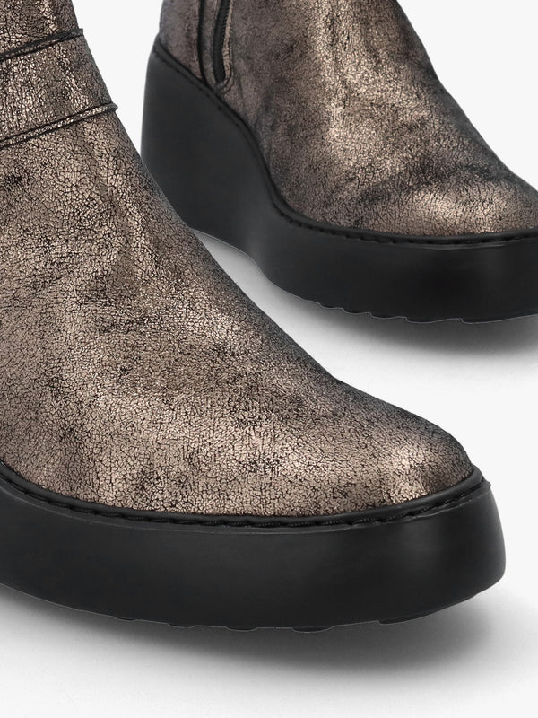Doxe Graphite Leather Wedge Ankle Boots
