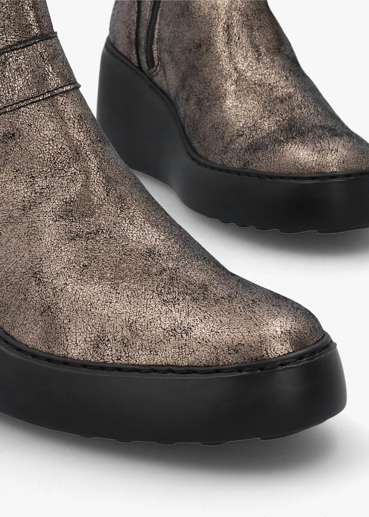 Doxe Graphite Leather Wedge Ankle Boots