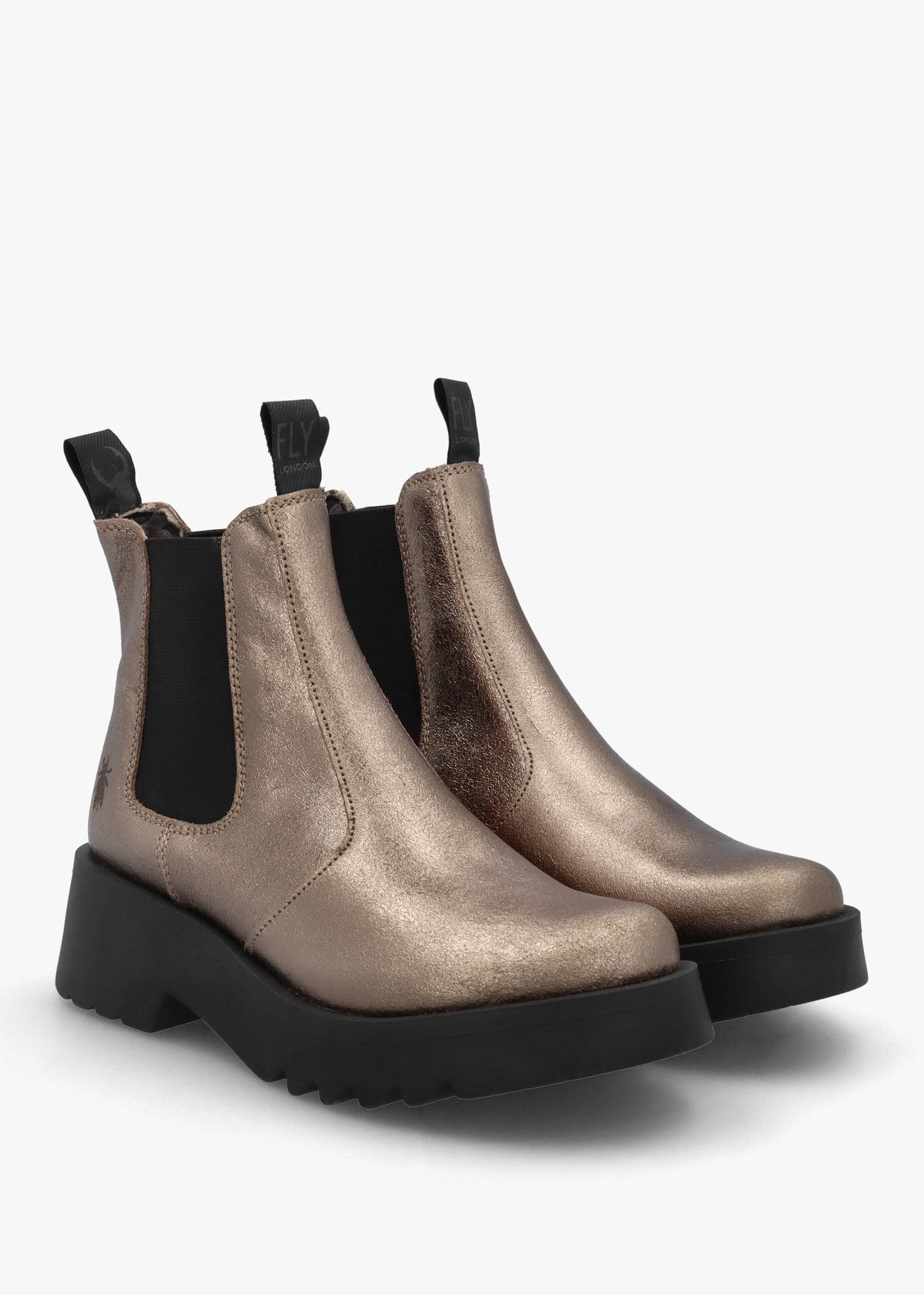 Medi Gold Leather Chunky Chelsea Boots