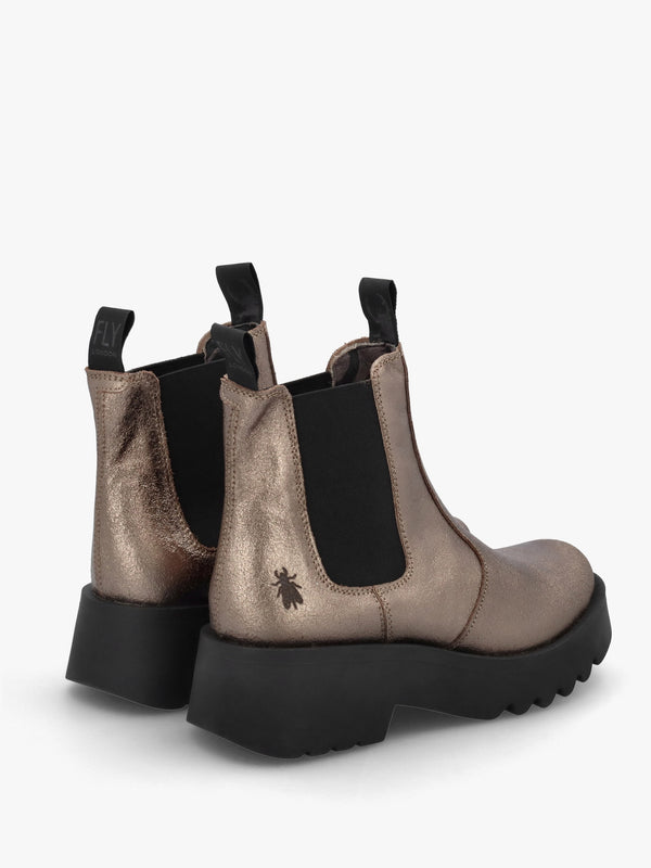 Medi Gold Leather Chunky Chelsea Boots