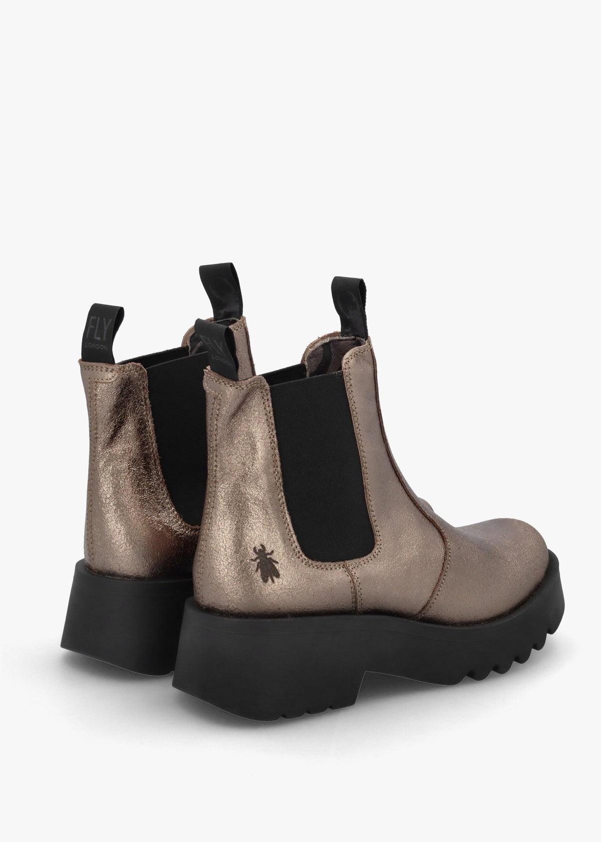 Medi Gold Leather Chunky Chelsea Boots