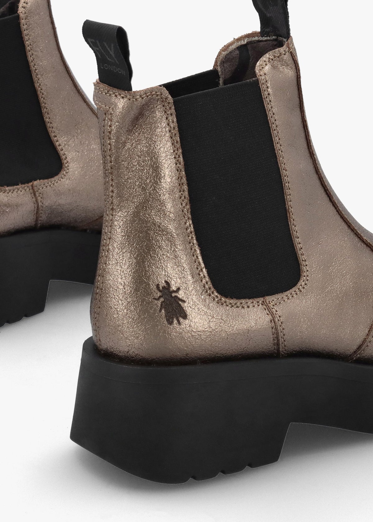 Medi Gold Leather Chunky Chelsea Boots