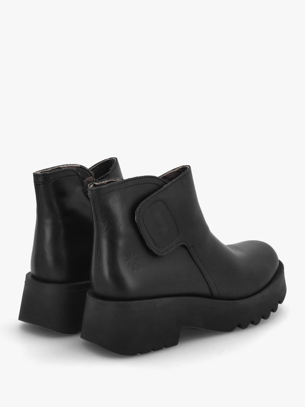 Mufe Black Leather Low Shalf Ankle Boots