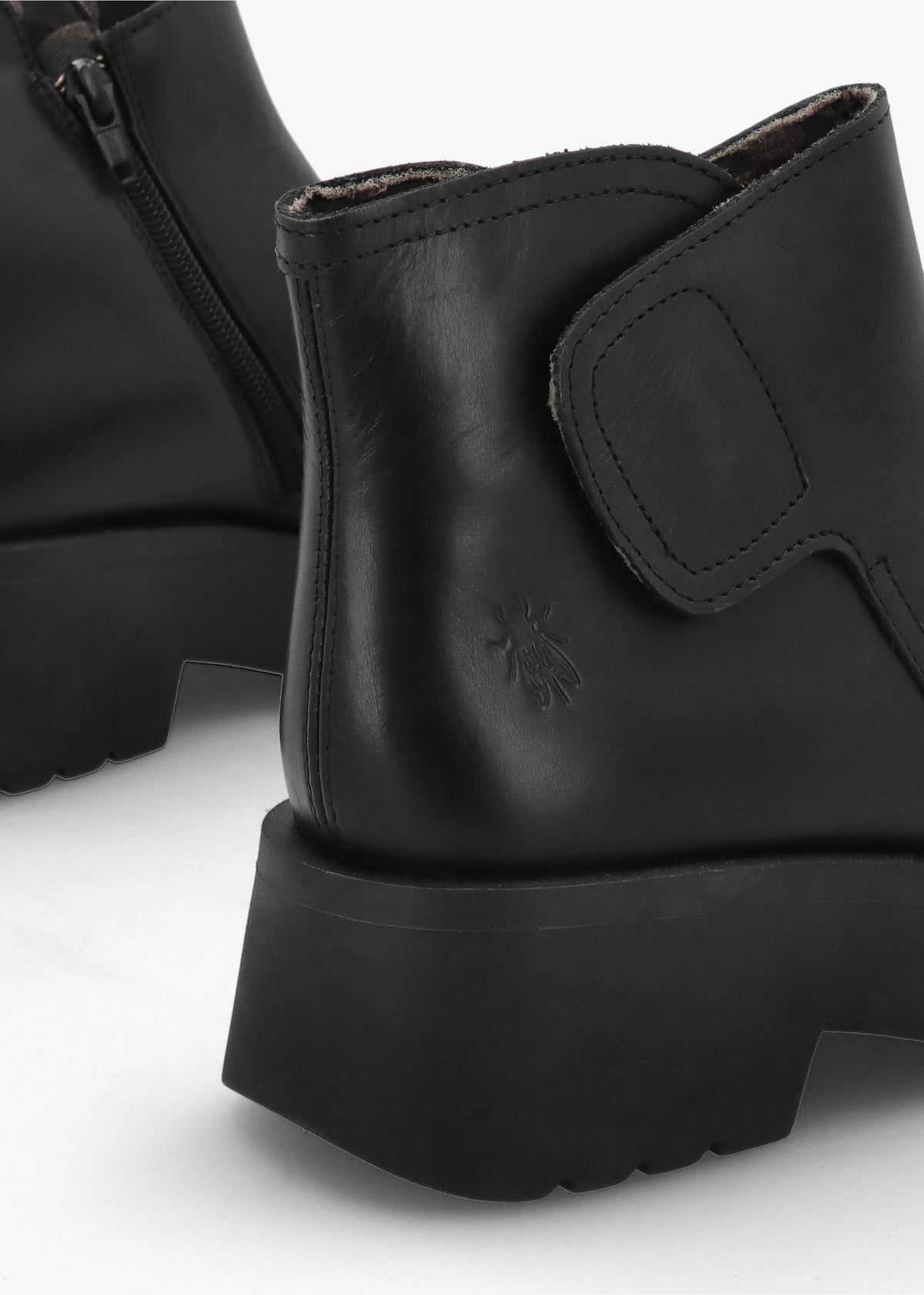 Mufe Black Leather Low Shalf Ankle Boots
