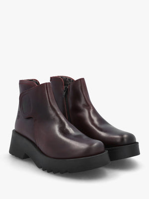 Mufe Wine Leather Low Shalf Ankle Boots