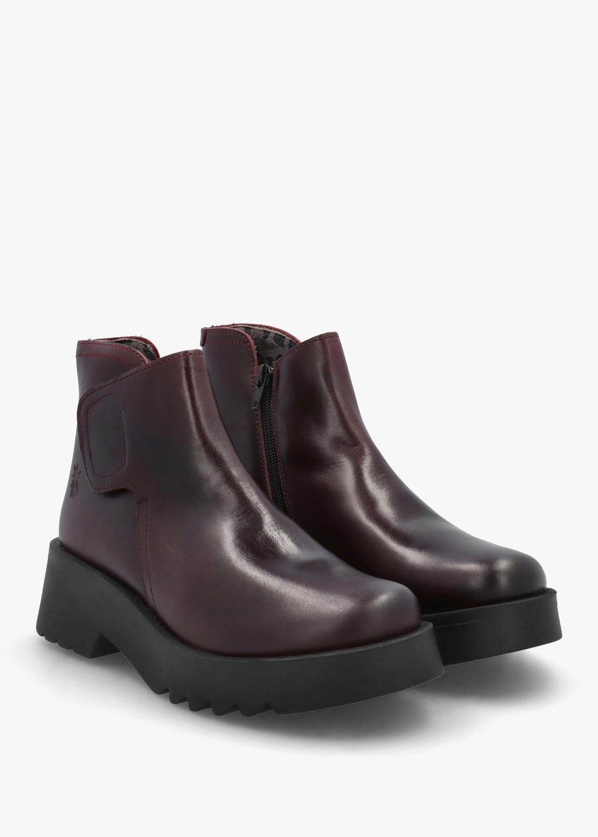 Mufe Wine Leather Low Shalf Ankle Boots