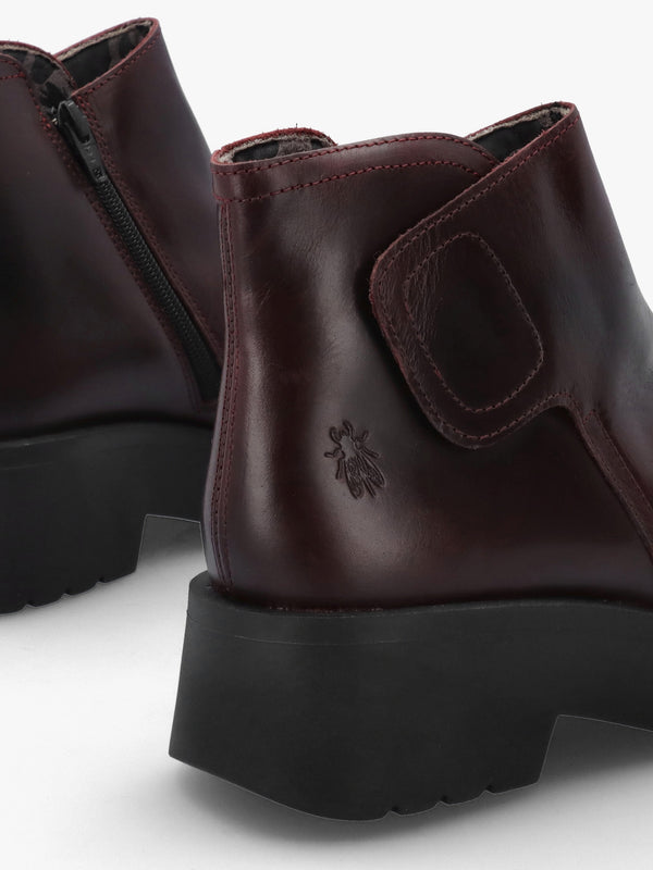 Mufe Wine Leather Low Shalf Ankle Boots