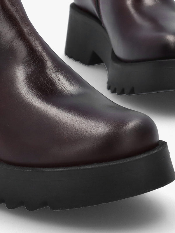 Mufe Wine Leather Low Shalf Ankle Boots
