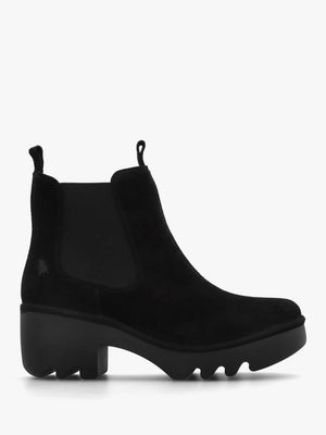 Trig Black Suede Block Heel Chelsea Boots