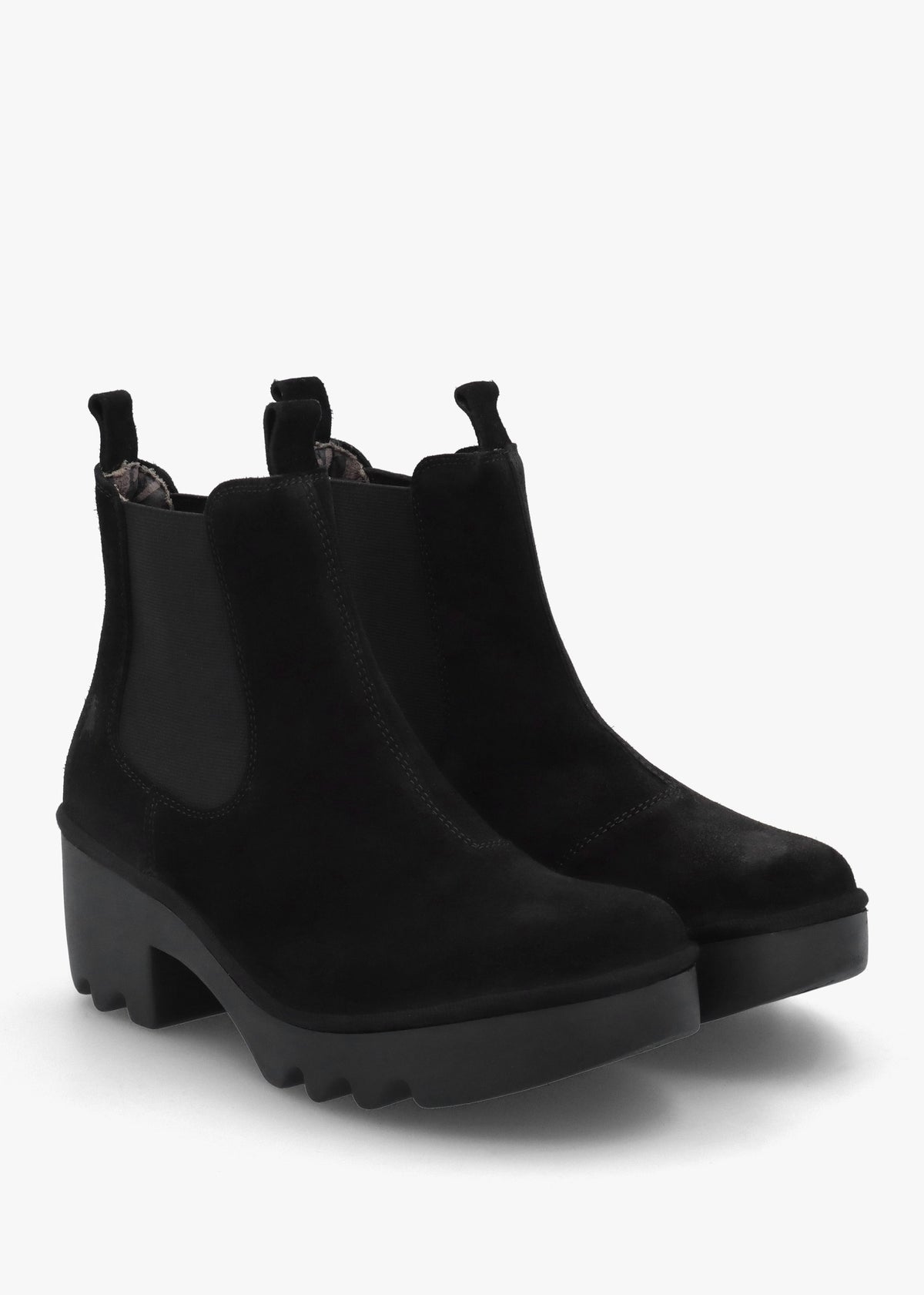 Trig Black Suede Block Heel Chelsea Boots