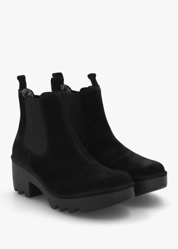 Trig Black Suede Block Heel Chelsea Boots