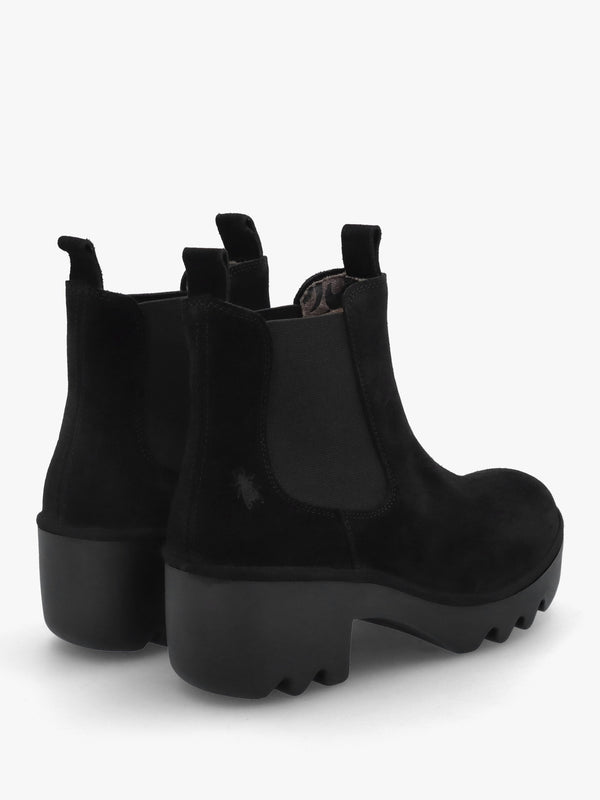 Trig Black Suede Block Heel Chelsea Boots