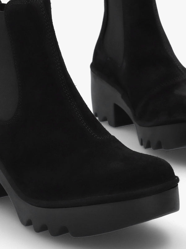 Trig Black Suede Block Heel Chelsea Boots