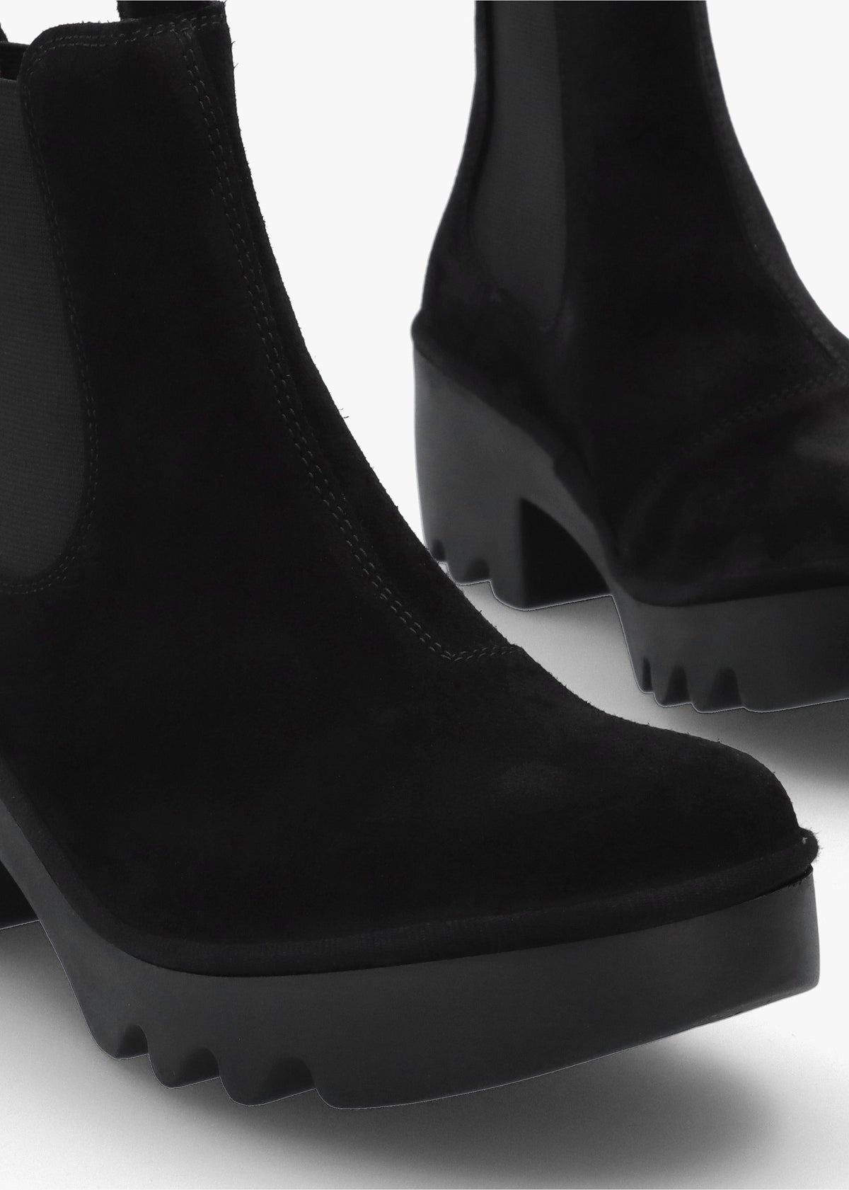 Trig Black Suede Block Heel Chelsea Boots
