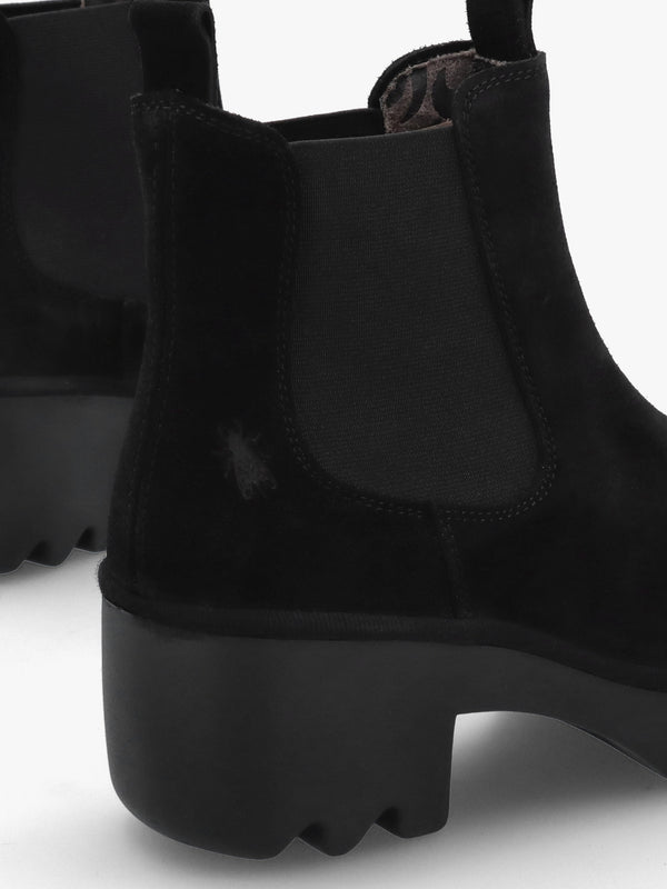 Trig Black Suede Block Heel Chelsea Boots