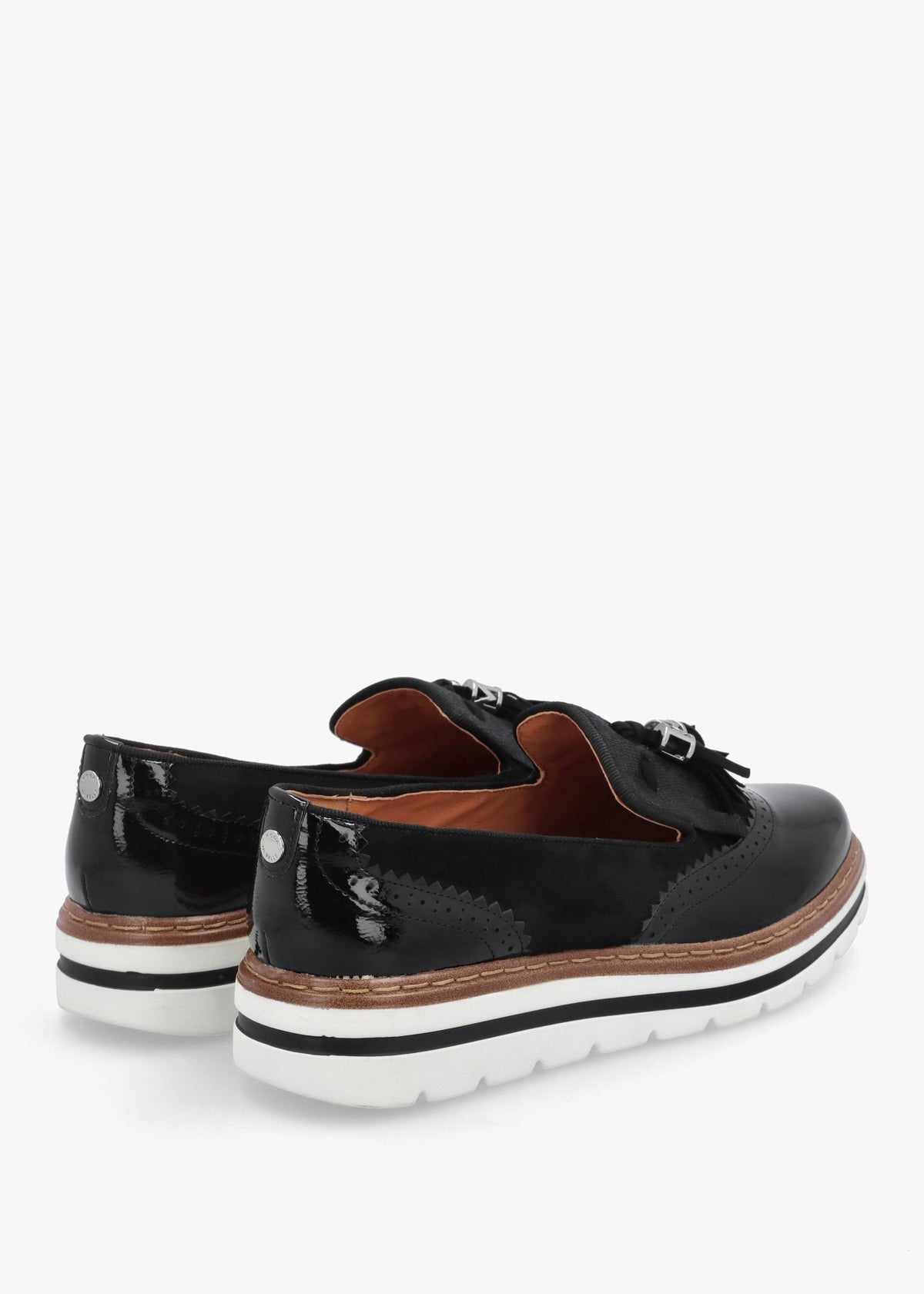 Ellee Black Patent & Suedette Tassel Loafers