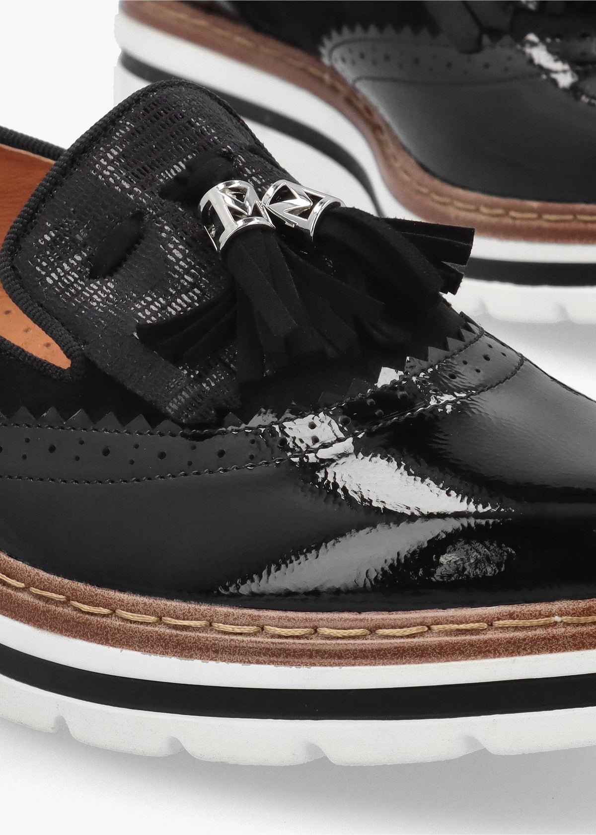 Ellee Black Patent & Suedette Tassel Loafers