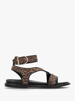 Nolanna Leopard Buckle Fastening Flat Sandals