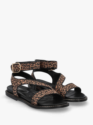 Nolanna Leopard Buckle Fastening Flat Sandals